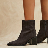 Orlando Grey Block Heeled Ankle Boots