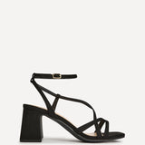 Oslo Black Faux Suede Heeled Sandals
