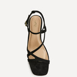Oslo Black Faux Suede Heeled Sandals