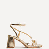 Oslo Gold Faux Leather Heeled Sandals