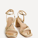 Oslo Gold Faux Leather Heeled Sandals