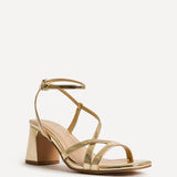 Oslo Gold Faux Leather Heeled Sandals