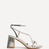 Oslo Silver Faux Leather Heeled Sandals