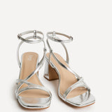 Oslo Silver Faux Leather Heeled Sandals