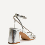 Oslo Silver Faux Leather Heeled Sandals