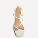 Oslo White Faux Leather Heeled Sandals
