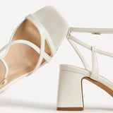 Oslo White Faux Leather Heeled Sandals