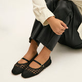 Outfit Black Handwoven Mary Jane Flats