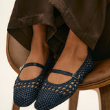 Outfit Navy Handwoven Mary Jane Flats