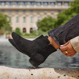 Outline Black Faux Suede Ankle Boots