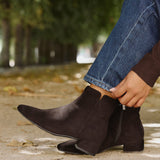 Outline Brown Faux Suede Ankle Boots