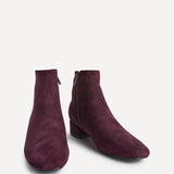 Outline Burgundy Faux Suede Ankle Boots