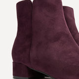 Outline Burgundy Faux Suede Ankle Boots