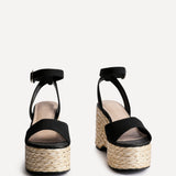 Pacific Black Faux Suede Platform Wedges