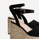 Pacific Black Faux Suede Platform Wedges