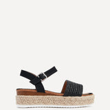Panama Black Raffia Espadrille Flatform Sandals