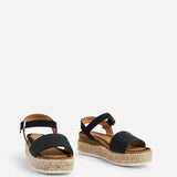Panama Black Raffia Espadrille Flatform Sandals