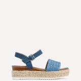 Panama Blue Raffia Espadrille Flatform Sandals