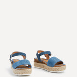 Panama Blue Raffia Espadrille Flatform Sandals