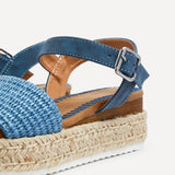 Panama Blue Raffia Espadrille Flatform Sandals