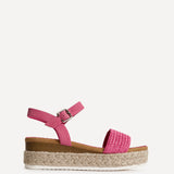 Panama Fuchsia Raffia Espadrille Flatform Sandals