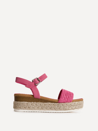 Panama Fuchsia Raffia Espadrille Flatform Sandals