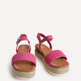 Panama Fuchsia Raffia Espadrille Flatform Sandals
