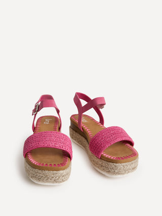 Panama Fuchsia Raffia Espadrille Flatform Sandals