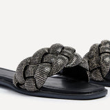 Pandora Black Diamante Slider Sandals