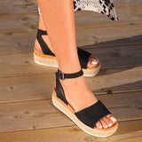 Paradise Black Espadrille Flatform Sandals