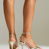 Parlour Gold Faux Leather Peep Toe Heels