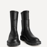 Peggy Black Faux Leather Mid-Length Chelsea Boots