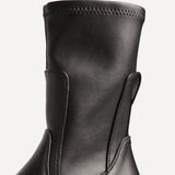 Peggy Black Faux Leather Mid-Length Chelsea Boots