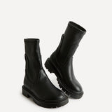Peggy Black Faux Leather Mid-Length Chelsea Boots