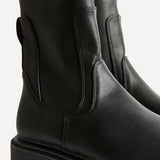 Peggy Black Faux Leather Mid-Length Chelsea Boots