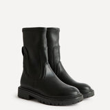 Peggy Black Faux Leather Mid-Length Chelsea Boots
