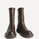 Peggy Brown Faux Leather Mid-Length Chelsea Boots