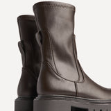 Peggy Brown Faux Leather Mid-Length Chelsea Boots