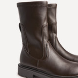 Peggy Brown Faux Leather Mid-Length Chelsea Boots