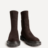 Peggy Brown Faux Suede Mid-Length Chelsea Boots