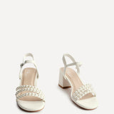 Perla Bridal Ivory Faux Leather Pearl Heels