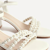 Perla Bridal Ivory Faux Leather Pearl Heels