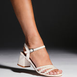 Perla Bridal Ivory Faux Leather Pearl Heels
