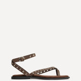 Perrie Brown Faux Suede Flat Sandals