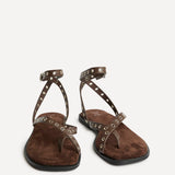 Perrie Brown Faux Suede Flat Sandals