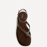 Perrie Brown Faux Suede Flat Sandals