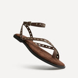 Perrie Brown Faux Suede Flat Sandals