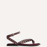 Perrie Burgundy Faux Suede Flat Sandals