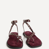 Perrie Burgundy Faux Suede Flat Sandals