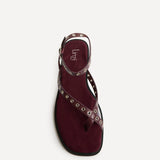 Perrie Burgundy Faux Suede Flat Sandals